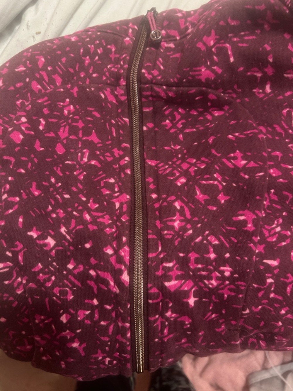 lululemon athletica Maroon and Hot Pink Printed Zip Jacket